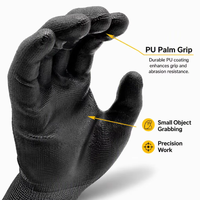 Gants de travail de sécurité MaxiPact en polyester enduit de PU, calibre 13, antidérapants, respirants et légers, pour la manutention générale et l'assemblage