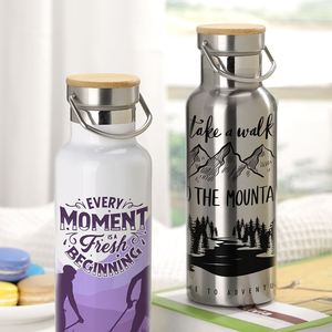 Wholesale 500ml Leakproof Vacuum Insulated Stainless Steel Sublimation Thermo Bottle Bamboo Lid Office Cup White 12-24 Hours - Product Image 5