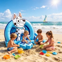 Château gonflable personnalisé pour enfants avec motif de chien de dessin animé mignon, avec toboggan, en PVC imperméable, avec plateforme en forme de patte et filet de sécurité