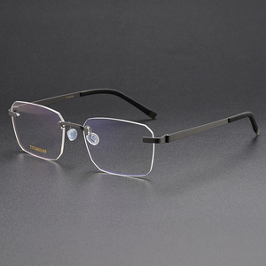 2434, venta al por mayor, marco cuadrado óptico sin marco, gafas sin montura, gafas para hombres y mujeres, gafas ópticas de titanio de alta calidad - Product Image 2