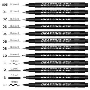 Ensemble de 12 stylos marqueurs noirs imperméables pour le dessin, pointe fine, pour artiste, designer, <span class=keywords><strong>architecte</strong></span> - Product Image 3