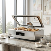 Restaurant Hotel Catering 304 Edelstahl Elektrischer Buffet-Servierwärmer Set 9L Fassungsvermögen 85-100°C Temperaturbereich