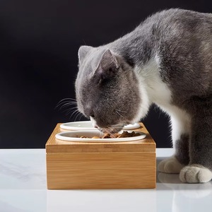 Gran oferta de fábrica, comedero para mascotas de gran tamaño, cuencos elevados para gatos, cuenco de cerámica para perros con soporte, cuenco doble para gatos - Product Image 4