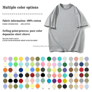 Chất Lượng Cao 100% Cotton Cổ Điển T-Shirt Quá Khổ Crew Cổ Rắn Màu Sắc Thời Trang Người Đàn Ông Của Quần Áo Tùy Chỉnh Logo In Dệt Kim - Product Image 5