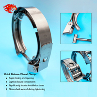 Collier de serrage d'échappement universel à dégagement rapide 304SS 2,5 pouces V-Band, acier inoxydable haute résistance pour collecteur d'échappement turbo
