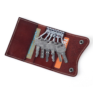 Dujiang <b>Key</b> Pouch 7 Inch Genuine Leather <b>Key</b> <b>Holder</b> With Card Slots For Home Storage - Product Image 3