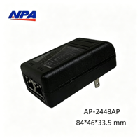Inyector PoE Pasivo para Enchufe de Pared, DC 48V 10/100Mbps Ethernet, Fuente de Alimentación ABS para Cámara IP, AP Inalámbrico, Red Doméstica y de Oficina