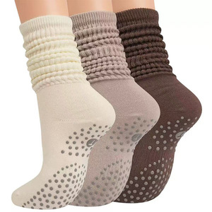 Non-Slip <b>Socks</b> High-Top Solid Color Anti-Slip Yoga Pilates <b>Socks</b> With Silicone Dots Sweat-Absorbing Regular Casual <b>Socks</b> - Product Image 1