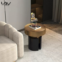 Villa de style design pour le salon table d'appoint ronde dorée hôtel cadre en métal canapé table d'angle meubles