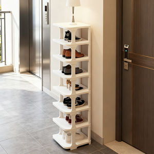 منظم أحذية عمودي ضيق قابل للتكديس بـ 7/8 طبقات، رف أحذية بسيط صغير، حامل أحذية بلاستيكي سميك لتخزين الأحذية عند المدخل - Product Image 1