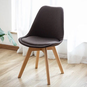 Silla de tela de <span class=keywords><strong>tulip</strong></span>án con pata de madera Simple moderna, silla de comedor tapizada para cocina gris - Product Image 4