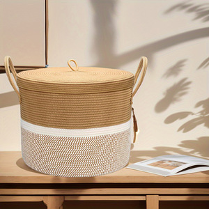 Lớn Dệt Bông Sợi Dây Thừng Giặt <span class=keywords><strong>Hamper</strong></span> Chăn Giỏ Nhà Tổ Chức Bé Đồ Chơi Lưu Trữ Bin - Product Image 3