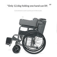 Fauteuil roulant pliant SYIV100-XW04 avec siège Oxford, roues solides en PU, double frein, gris fer, 24 pouces, 15,4 kg, garantie 3 ans