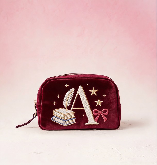 Embroidered Alphabet Velvet Bag Gift Waterproof Lining Mahjong Set Board Game Gift Storage Pouch Bag