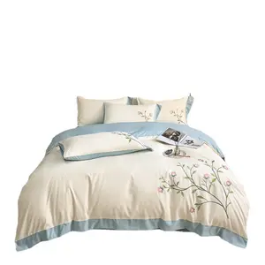 Washed cotton embroidery bedroom four-piece set Full quilt cover Princess style Queen bed sheet King bedding three-piece bedding