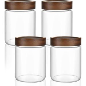Recipiente de Vidrio Borosilicato de Alta Calidad para Almacenamiento de Alimentos en la Cocina, con Tapa Hermética de Madera de Acacia, Apto para Microondas y Resistente al Calor - Product Image 1
