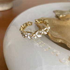 <b>Sweet</b> Women's Luxury Stainless Steel Ring 18K Gold Plated Instagram-Niche Three-Dimensional Butterfly Design Drip-Glazed Gold - Product Image 6