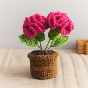 Clavel de ganchillo hecho a mano, plantas artificiales en maceta, regalos de Navidad para ancianos, amigos, objetos decorativos de escritorio, venta al por mayor - Product Image 4