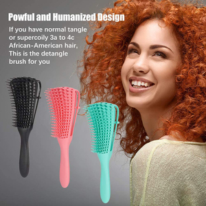 Popular del pelo Afro América 3A a 4C rizado ondulado <span class=keywords><strong>Crespo</strong></span> ¿4 piezas de cerdas de Nylon cepillo desenredante/ - Product Image 1