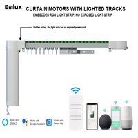 Moteur de rideau intelligent sans perçage |   Rail lumineux d'ambiance détachable compatible avec Alexa et Google Assistant