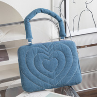 Housse pour ordinateur portable en denim brodé de 14 pouces pour le stockage de la technologie Apple Work-Ready