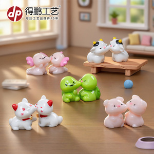 Figurines d'animaux mignons, 4 pièces, mini décorations en résine pour maison de poupée, cadeau de bureau - Product Image 2