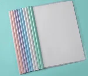 Recycle PP papeterie de bureau A4 taille transparent en plastique couverture de rapport coloré clair Q colonne vertébrale barre coulissante dossier de fichiers