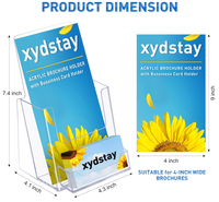 Support de brochure en acrylique avec porte-cartes de visite, présentoir transparent, support de table, porte-affiche, porte-dépliant