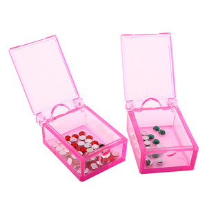 empty nail box 24 grids transparent pink nail art tips container nail rhinestones decoration storage case