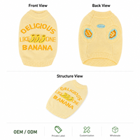 Pull pour chien tricoté avec décoration 3D banane, col côtelé, vêtements pour animaux de compagnie, logo personnalisé, OEM, vente en gros
