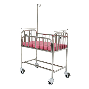 Toptan 4 tekerler hastane paslanmaz çelik bebek karyolası tıbbi bebek beşik yatak mobil yenidoğan arabası - Product Image 4