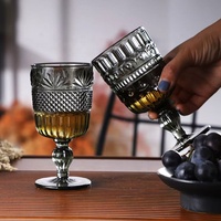 Geribbelde loodvrije wijnglazen met reliëfdiamantdesign, 310ml, vaatwasserbestendig, zwart, voor bruiloften en feesten