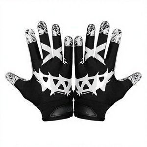 Full Finger Sports Gloves Black White Sublimation Print Non Slip Polyester Unisex All Seasons - Product Image 1