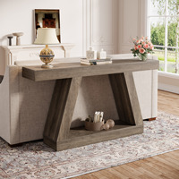 Table de salon contemporaine de 55 pouces avec rangement, console rectangulaire en bois pour l'entrée de la maison
