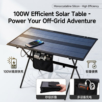 Table de camping pliable en alliage d'aluminium à chargement solaire, légère et portable pour l'extérieur et le parc