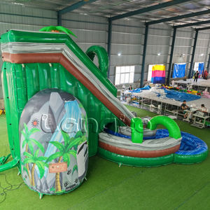 Toboggan aquatique gonflable Palm Tree Volcano avec piscine, parc aquatique gonflable terrestre - Product Image 2