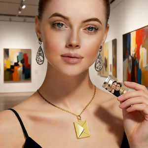 สร้อยคอจี้รูปทรงซองจดหมายแบบสั่งทำได้ - จี้โลหะเปล่าสำหรับพิมพ์ภาพด้วยความร้อนแบบ DIY - Product Image 6