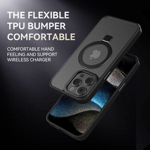 Coque magnétique en gros avec support invisible pour <span class=keywords><strong>iPhone</strong></span> 15 14 13 pro max coque de téléphone magnétique mince antichoc avec support de bague - Product Image 3