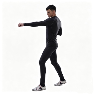 Conjunto de <span class=keywords><strong>Camiseta</strong></span> Negra de Manga Larga para Hombre, Pantalones Cómodos Sin Costuras, <span class=keywords><strong>Camiseta</strong></span> Larga Deportiva, Ropa <span class=keywords><strong>Interior</strong></span> Deportiva - Product Image 4
