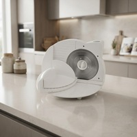 Trancheuse Électrique Pliable 150W, Lame en Acier Inoxydable Réglable 0-15mm, Machine à Couper la Viande pour Cuisine Domestique et Commerciale