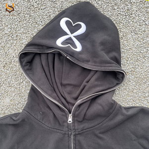 All Over Face <b>Zip</b> Hoody Custom Embroidered logo Digital Print Cotton <b>Men</b> <b>Hoodie</b> Heavyweight <b>Fleece</b> Full <b>Zip</b> <b>up</b> <b>Hoodie</b> for <b>Men</b> - Product Image 5