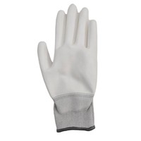 Gants de travail techniques de précision, en polyester blanc tricoté 15 jauges, avec paume enduite de PU blanc, sans poussière, pour manipulation en salle blanche