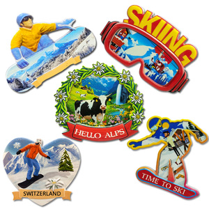 Aimant de réfrigérateur de cadeau de souvenir de Suisse française de <span class=keywords><strong>montagnes</strong></span> de <span class=keywords><strong>Alpes</strong></span> suisses d'impression de résine de logo personnalisé - Product Image 2