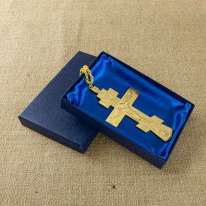 สร้อยคอไม้กางเขนโบราณสีทองแบบออร์โธดอกซ์ สไตล์ไบแซนไทน์ ของขวัญเครื่องประดับสำหรับพิธีบัพติศมาและงานแต่งงาน - Product Image 4