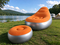 Fauteuil gonflable lumineux à LED, canapé inclinable en PVC avec repose-pieds, pour le camping en plein air