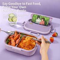 Boîte à lunch isotherme en acier inoxydable anti-fuite avec sac isotherme, boîte bento sans BPA pour enfants, école, adultes, repas en voyage, couverts