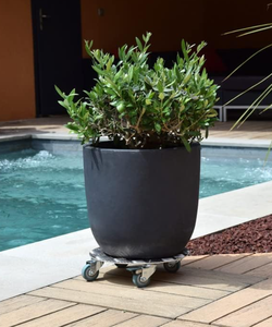 <span class=keywords><strong>Chariot</strong></span> à plantes rond en aluminium argenté, sans rouille, antidérapant, avec roulettes verrouillables pour jardin et usage domestique - Product Image 6