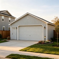 Garage moderne en acier avec mur en panneaux sandwich isolés, revêtement coloré, abri pour voiture, installation rapide