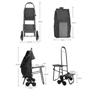 รถเข็นผ้าแบบพับได้ ล้อแข็งแรง นั่งได้ พกพาสะดวก รถเข็นช็อปปิ้งพลาสติก ยี่ห้อเทียนหยู คุณภาพสูง รุ่นผ้าอ๊อกซ์ฟอร์ด - Product Image 6