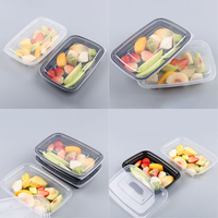 Boîtes à salade jetables en PP de qualité alimentaire, boîtes bento, boîtes à lunch rectangulaires américaines, résistantes à la chaleur et utilisables au micro-ondes